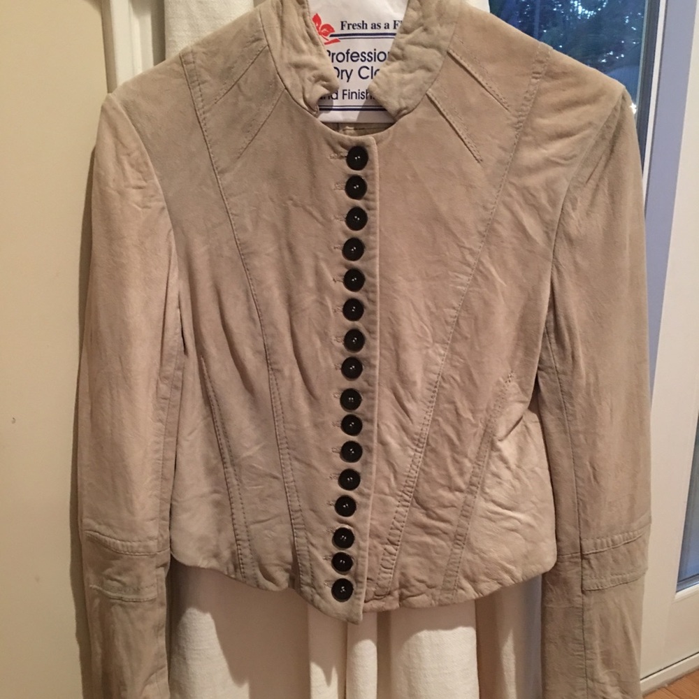 Distressed suede biker jacket